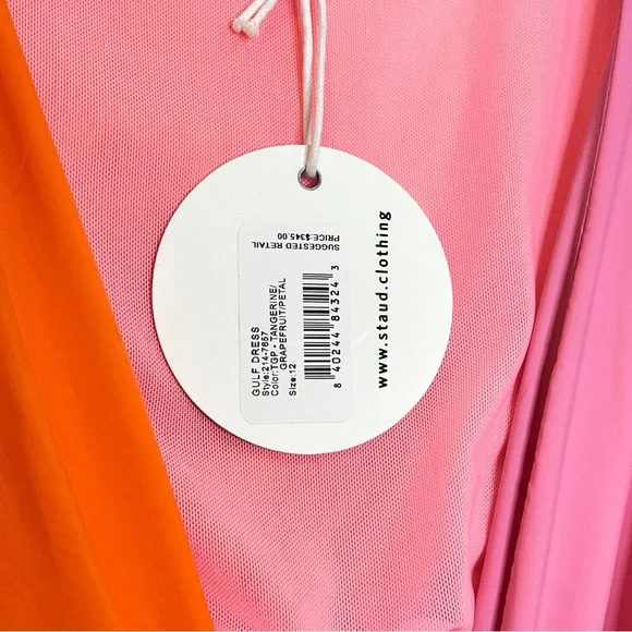 STAUD Gulf A-Line Cutout Dress Orange & Pink - Picture 12 of 14